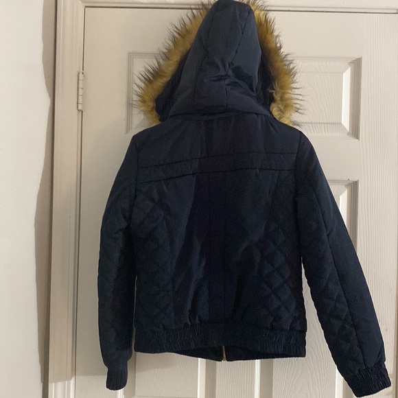 Medium navy blue faux fur lined hooded jacket - Picture 3 of 4